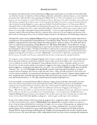 Program Notes