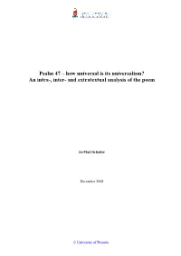 Psalm 47 – How Universal Is Its Universalism? an Intra-, Inter- and Extratextual Analysis of the Poem
