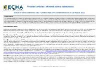 Treated Articles: Allowed Active Substances