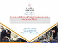 An Overview of Technical and Vocational Education and Training in the Sultanate of Oman