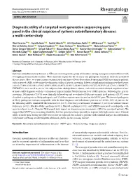 Diagnostic Utility of a Targeted Next-Generation Sequencing Gene Panel in the Clinical Suspicion of Systemic Autoinflammatory Diseases: a Multi-Center Study