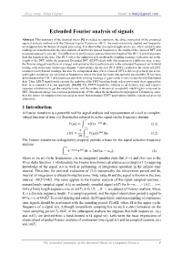 Extended Fourier Analysis of Signals