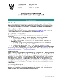 Instructions for Completing the Investment Information Summary (Form 8)