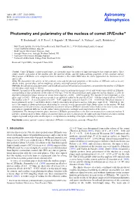 Photometry and Polarimetry of the Nucleus of Comet 2P/Encke