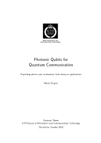 Photonic Qubits for Quantum Communication
