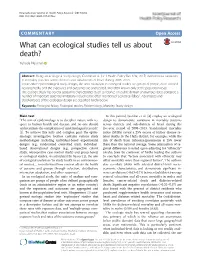 What Can Ecological Studies Tell Us About Death? Yehuda Neumark