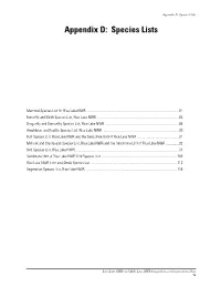 Appendix D: Species Lists