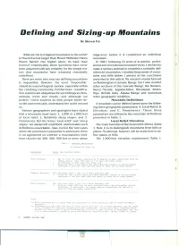 Defining and Sizing-Up Mountains