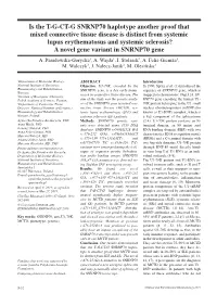 Is the T-G-CT-G SNRNP70 Haplotype Another Proof That Mixed Connective