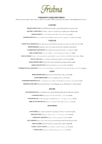 Takeaway & Delivery Menu