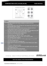 Temperature Data Logger (Dl2b) User Manual