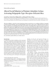 Altered Social Behavior in Pituitary Adenylate Cyclase- Activating Polypeptide Type I Receptor-Deficient Mice