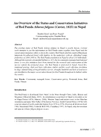 An Overview of the Status and Conservation Initiatives of Red Panda Ailurus Fulgens (Cuvier, 1825) in Nepal