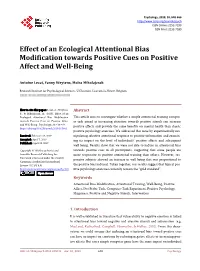 Effect of an Ecological Attentional Bias Modification Towards Positive Cues on Positive Affect and Well-Being