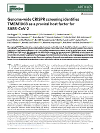 Genome-Wide CRISPR Screening Identifies TMEM106B As a Proviral Host Factor for SARS-Cov-2