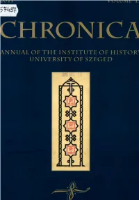 I ANNUAL of the INSTITUTE of HISTORY UNIVERSITY of SZEGED