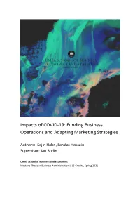 Impacts of COVID-19: Funding Business Operations and Adapting Marketing Strategies