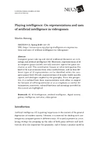 On Representations and Uses of Artificial Intelligence in Videogames