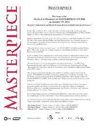 Sherlock to Premiere on MASTERPIECE on PBS on January 19, 2014 Benedict Cumberbatch and Martin Freeman Return in Highly Anticipated Season 3