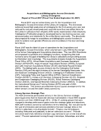 Acquisitions and Bibliographic Access Directorate Annual Report 2007