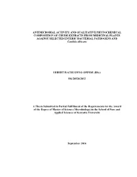 Antimicrobial Activity and Qualitative Phytochemical