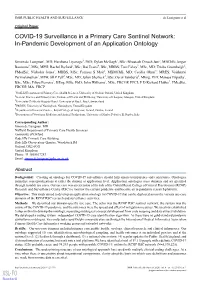 COVID-19 Surveillance in a Primary Care Sentinel Network: In-Pandemic Development of an Application Ontology