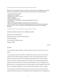 This Document Was Written in 1995 and Concerns Memories O