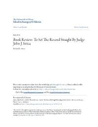 To Set the Record Straight by Judge John J. Sirica Richard L