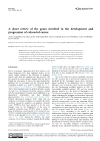 A Short Review of the Genes Involved in the Development and Progression of Colorectal Cancer