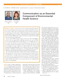 Communication As an Essential Component of Environmental Health Science