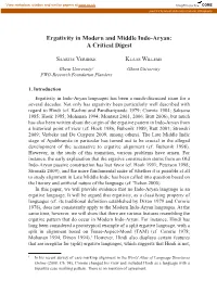 Ergativity in Modern and Middle Indo-Aryan: a Critical Digest