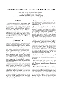 Harmonic, Melodic, and Functional Automatic Analysis