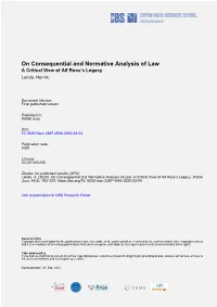On Consequential and Normative Analysis of Law a Critical View of Alf Ross’S Legacy Lando, Henrik