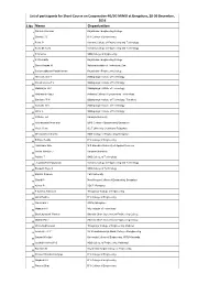 S.No Name Organization List of Participants for Short-Course On