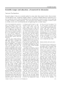 Scientific Temper and Education: a Framework for Discussion