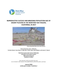 2017 Monterey Bay Nesting Monitoring of Western Snowy Plovers