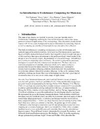 An Introduction to Evolutionary Computing for Musicians