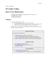 El Camino College How to Get Mathematica