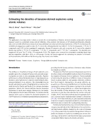 Estimating the Densities of Benzene-Derived Explosives Using Atomic Volumes
