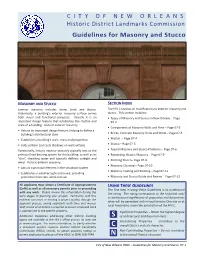Guidelines for Masonry and Stucco