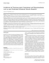 Incidence of Shivering After Cesarean Section Under Spinal Anesthesia
