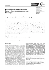 Multi-Objective Optimisation for Battery Electric Vehicle Powertrain Topologies