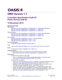 OBIX Version 1.1 Committee Specification Draft 02 / Public Review Draft 02 19 December 2013