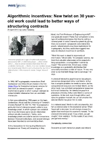 Algorithmic Incentives: New Twist on 30 Year- Old Work Could Lead to Better Ways of Structuring Contracts 25 April 2012, by Larry Hardesty