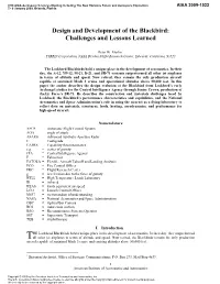 Design and Development of the Blackbird: Challenges and Lessons Learned
