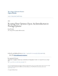 Keeping Your Options Open: an Introduction to Pricing Options Ryan F