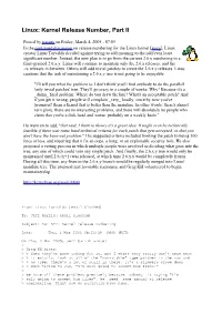 Linux: Kernel Release Number, Part II