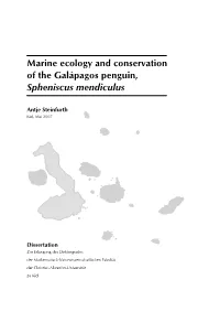 Marine Ecology and Conservation of the Galápagos Penguin, Spheniscus Mendiculus