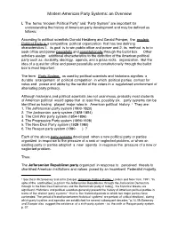 Overview U.S. Two-Party History