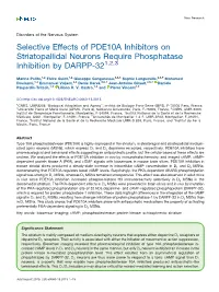Selective Effects of PDE10A Inhibitors on Striatopallidal Neurons Require Phosphatase Inhibition by DARPP-321,2,3